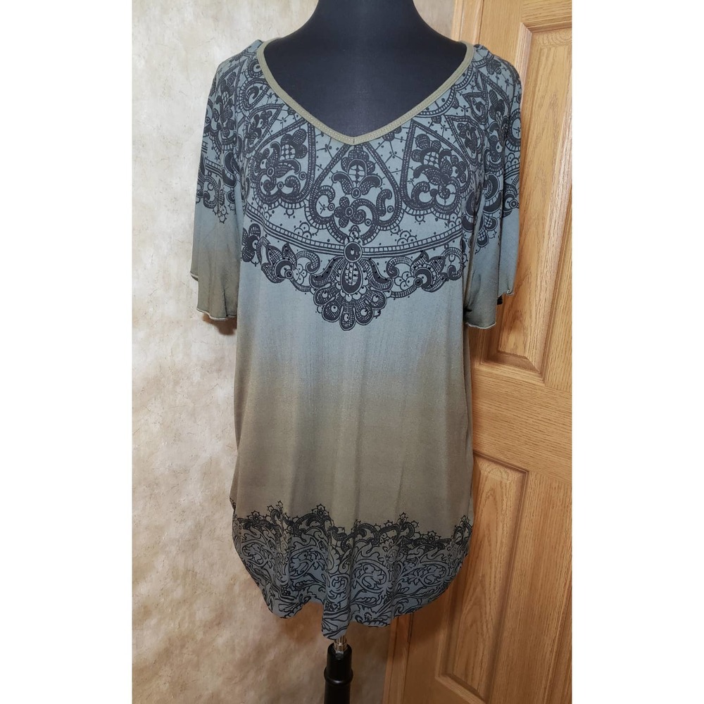 Vanilla Sugar size 3XL vintage green & black blouse